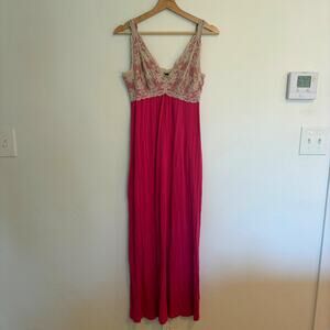 Y2k Babydoll Maxi Nightgown Womens Size S Pink Lace Feminine Coquette Romantic